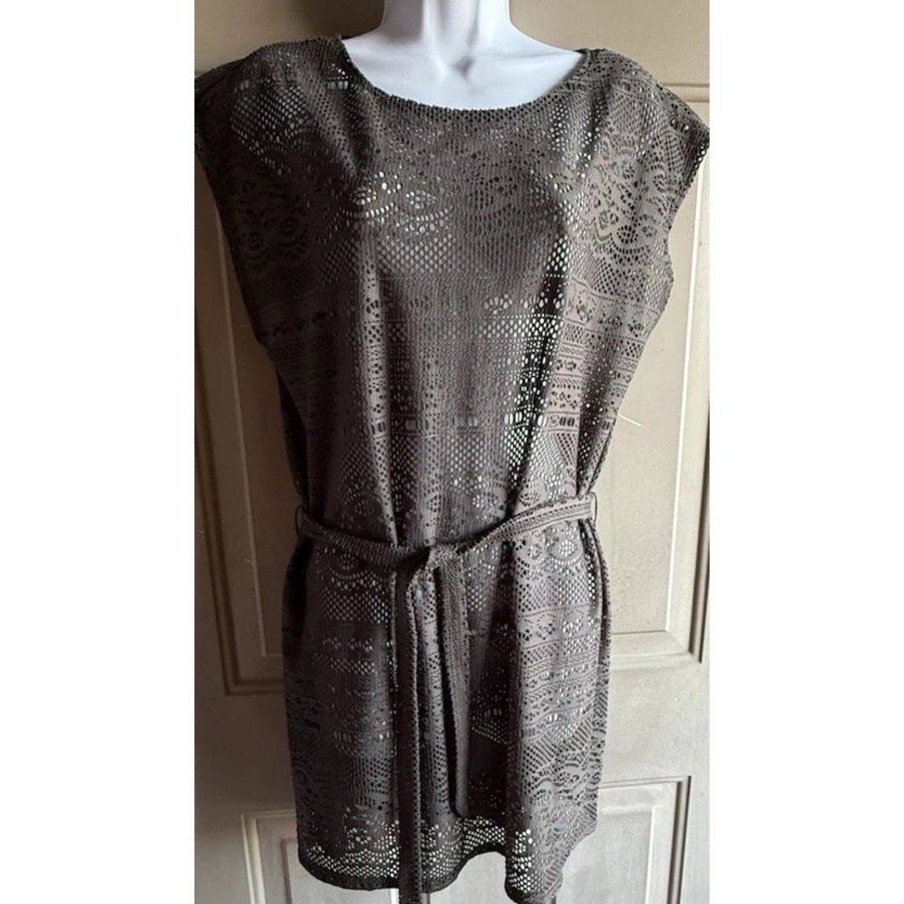 Merona Swim  Cover-up ~‎ Women's Size M Dark Brown  Lace Sleeveless  Beach Sun